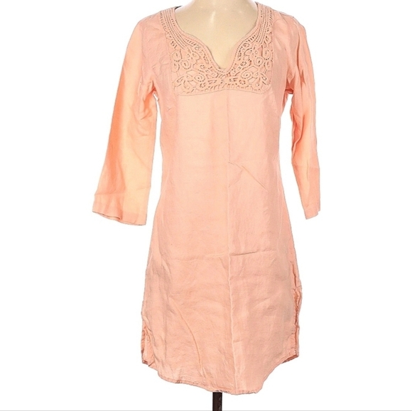 MALVIN HAMBURG GERMANY Linen Shift Dress Tunic Sz Small Peachy Pink - Picture 1 of 9